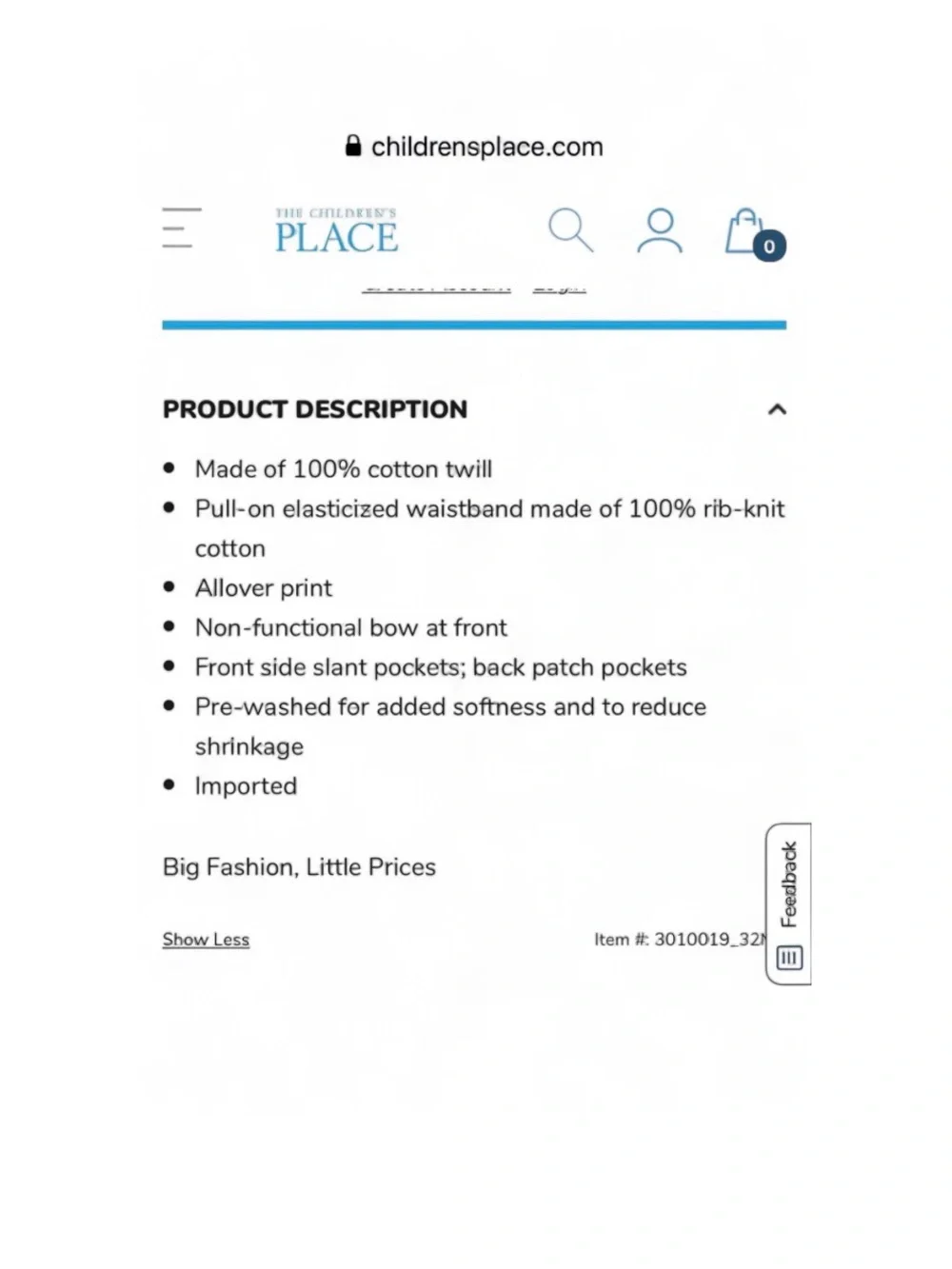 The Childrens Place girls print